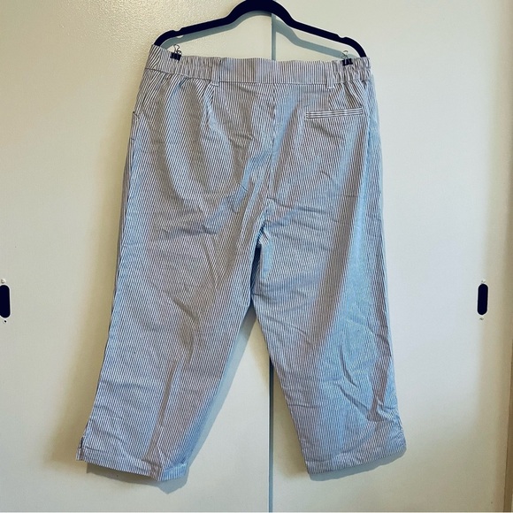 Pin Striped Cropped Cotton Pants with Little Ankle Slits - Picture 2 of 8